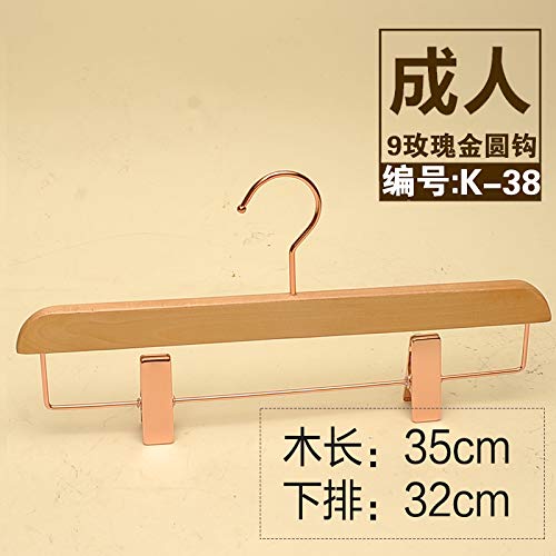 Kexinfan Hanger Natural Color Character Women'S Clothing Men'S Clothing Solid Wood Hanger Wardrobe Clothing Store Special Hanger, 10, 9 Rose Round-K-38 Rose Gold Clip