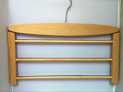 ALSOMTEC Garment Care Arm Hanger Makes Hanging Collection by Wooden, Collection Pants,Belts,Ties,Trouser or Scarf(1/Set) (1, 3-Tier)