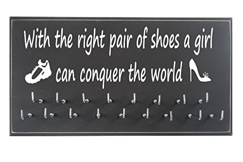 Running On The Wall-Gifts for Runners-Marathon Medal Display-Medal Rack for Running- Awards Hanger - Wall Mounted Holder-with The Right Pair of Shoes, A Girl CAN Conquer The World