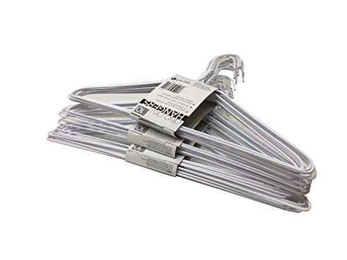 Set of 30 Wire Hangers Galvanized Steel Metal Coat Clothes Hangers with Plastic Coating White Color 16