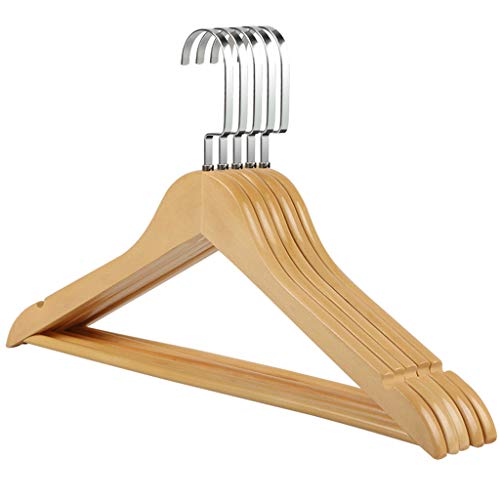 Solid Wood Suit Hangers Non-Slip Bar and Precisely Cut Notches for Coats, Jacket, Pants, and Dress Clothes- 10 Pack,D
