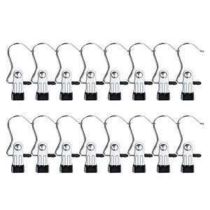 16PCS Boots Hanger,HOMEERR P1638087 Stainless Steel Travel Home Clothing Hold Clips Laundry Clothes Pins Multi-functional Hanger Clip with Hooks Heavy Duty Drying Racks for Bras, Socks, Gloves,Towels