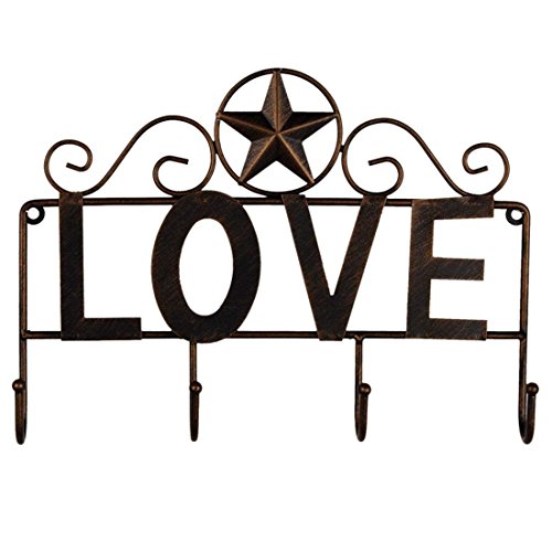 EBEI Metal Barn Star Key Rack Holder Rustic Style Wall Mounted Metal Decorative 12