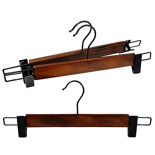 Kexinfan Hanger C Trouser Clips Pants Solid Wood Suit Hangers Wooden Drying Racks No Traces Clothing Pants Clips Clothing Store, 15 Pieces, C33Cm Black Hook Trouser Clips