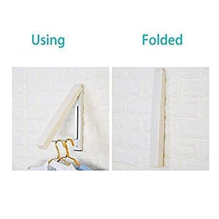Folding Clothes Hanger Wall Mounted Retractable Clothes Hanger & Drying Rack Great Space Saver for Laundry Room, Attic, Garage, Indoor & Outdoor Use, Stainless Steel, Easy Installation #81258
