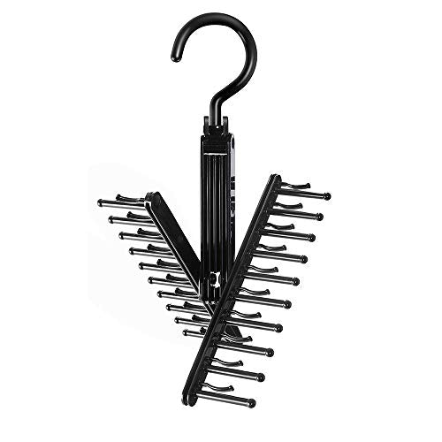 EXBOM Cross X 20 Tie Rack Hanger, 360° Rotatable Scarf Belt Rack Holder with Non-Slip Clips, Space Saving Organizer
