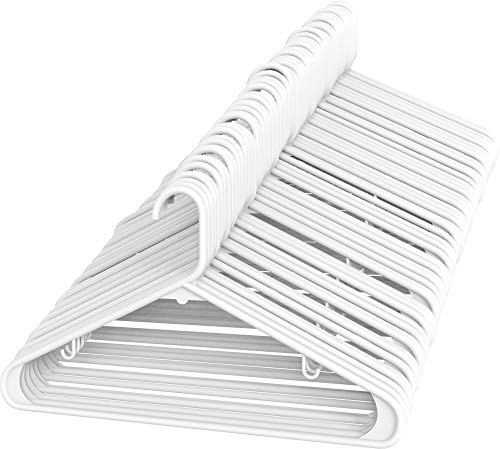 Sharpty White Plastic Hangers, Plastic Clothes Hangers Ideal for Everyday Use, Clothing Hangers, Standard Hangers (60 Pack)