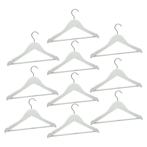 Harbour Housewares Children's Kids Wooden Clothes Coat Hanger Hangers - White - Set of 10