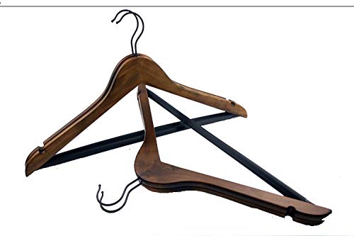 Kexinfan Hanger Solid Wood C Clothes Hanging Flat Hook Square Hook Drying Rack Solid Non-Slip No Trace Clothes Hold Wooden Pants Clip, 10, C44Cm Rod Hanger