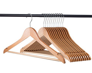 Home-it (20 Pack Natural Wood Hangers - Solid Wood Clothes Hangers - Coat Hanger Wooden Hangers