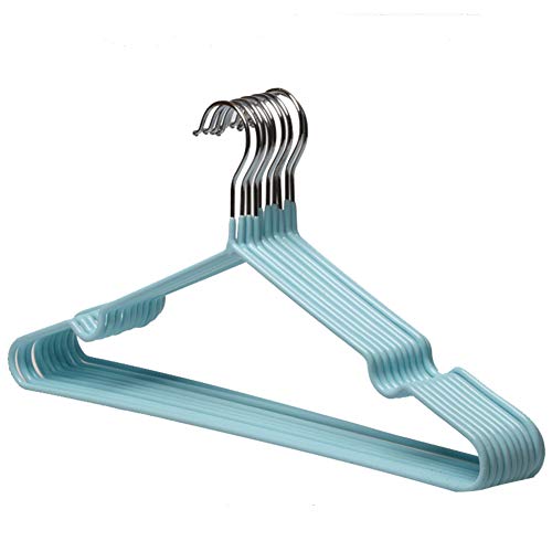 CmfwaMedsr Plastic Non-Slip Adult Hanger,Ultra Thin Space Saving Strong Clothes Coat Trouser Skirt Bra Multi-Colour Hangers-Blue 10 Pack
