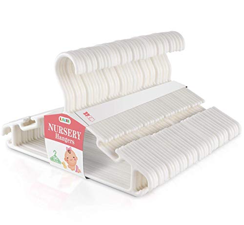 jiuding Plastic Nursery Hangers Baby Coat Hangers Space Saving Tubular Hangers for Kids Children Clothes White 36 pcs