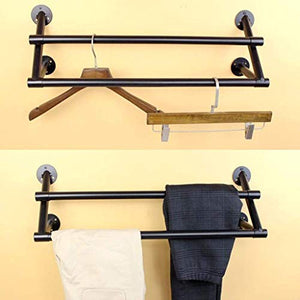 XQY Wooden Household Hangers, Wall Hangers?Oblique Rod Parallel Bars Iron Clothing Racks/are Hanging Wall Clothing Wall-Mounted Display Rack/Hangers Clothes Rail/Display Stand/Wall Hanging on