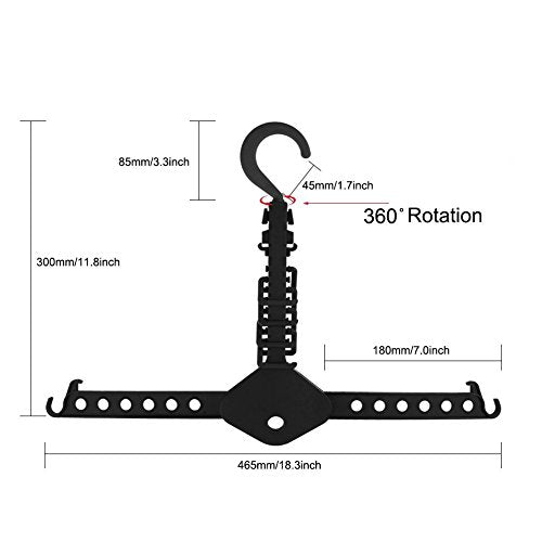 Lililililililili Magic Clothes Hanger, Collapsible Multi-Functional Clothes Rack Household Retractable Storage Hanging Clothes Rack-1 PC,Black