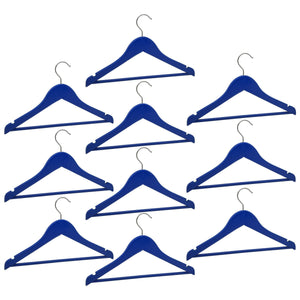 Harbour Housewares Children's Wooden Clothes Hanger - Blue - Pack of 10