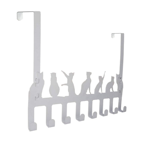 FRTWEY Over The Door Hook Hanger Organizer Rack, Heavy Duty Cat Storage for Hanging Clothes, Towels, Coat, Purse, 8 - Hooks, Black