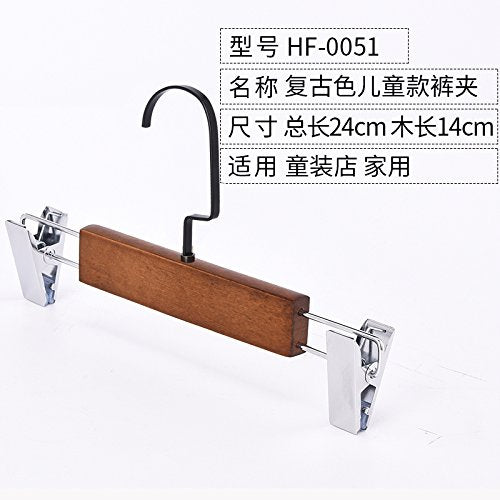 Kexinfan Hanger Solid Wood Hanger Wooden Adult Home Clothing Store No Trace Anti-Slip Clothes Rack Wood Clothing Support Clothes Hanging, 10, Brown 0051 Child Pants Clip
