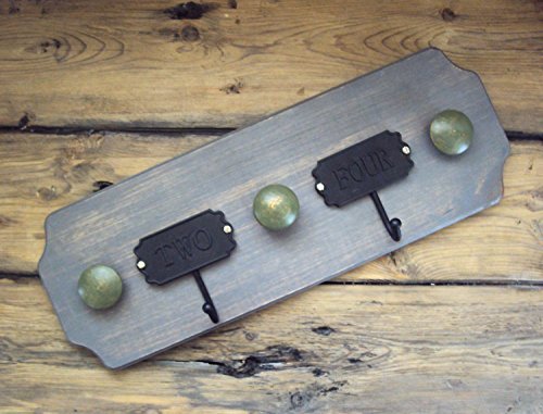 Shabby Cottage Coat Rack - Grey Entryway Organizer - Industrial Chic Scarf Holder, Jewelry Hanger - Rustic Wooden Rack - Weathered Wall Hook