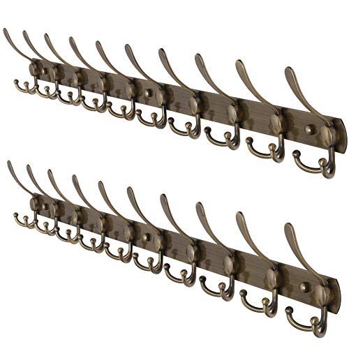 Dseap Wall Mounted Coat Rack - 10 Tri Hooks, 37-5/8