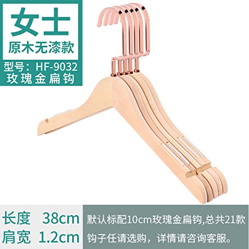 Kexinfan Hanger Wood Unpainted Natural Wooden Hanger Men'S Women'S Children'S Clothing Clothing Store Non-Slip Wooden, Unpainted Round Head 10Cm Rose Gold Flat Hook