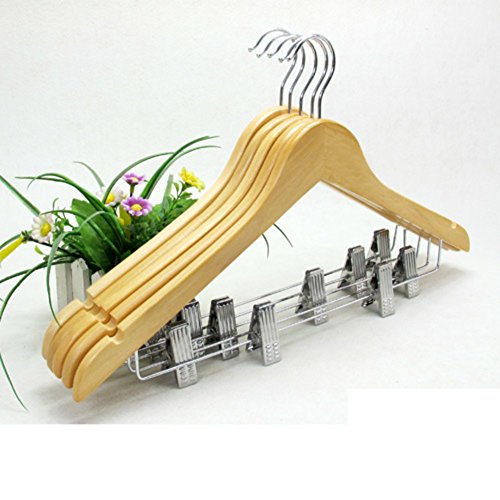 SE7VEN Belt Clip Wood Coat Hanger Woody Adult Clothes Rack Non-Slip Pant Clips Wooden Clothes Hanging Prop-A