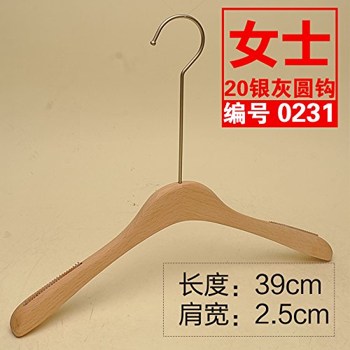 Kexinfan Hanger No Paint Beech Log Men Women Adult Hanger Clothing Store Hanger Closet Eco-Friendly Ms Matte Solid Wood Hanger, 10, 20 Gray Round 0231 Beech No Paint Round Rubber Strip