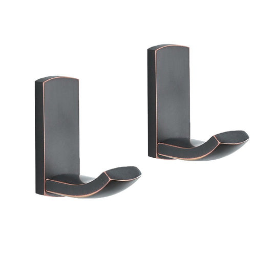 Bathroom Single Towel Wall Hook Oil Rubbed Bronze Bathrobe Coat Hanger Premium Brass Hand Towel Holder Organizer Heavy Duty Kitchen Lavatory Closet Hat Handbage Hanging Rack by BLISSPORTE (2-Pack)