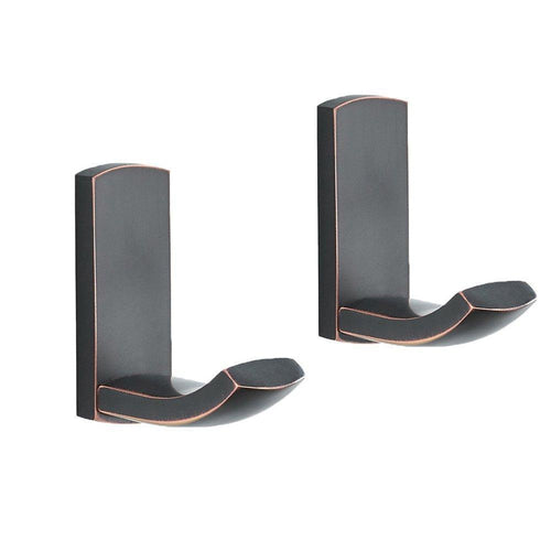 Bathroom Single Towel Wall Hook Oil Rubbed Bronze Bathrobe Coat Hanger Premium Brass Hand Towel Holder Organizer Heavy Duty Kitchen Lavatory Closet Hat Handbage Hanging Rack by BLISSPORTE (2-Pack)