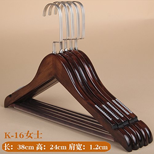 Kexinfan Hanger Solid Wood Hanger Adult Clothing Store Children Clothes Rack Wood Clothing Support Clothes Hanging Wardrobe Home Wooden Pants Rack, 10, K-16 Non-Slip Female Models