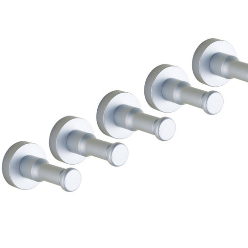 Generic Single Hook Hat Coat Robe Door Wall Hook Hanger Space Aluminum (Pack of 5) (Silver)