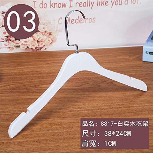 Kexinfan Hanger Hanger Household Solid Wood Hanger Non-Slip Hanger No Trace Anti-Shoulder Adult Ladies Clothing Store Clothing Support, 5, 8817 White - Round Head