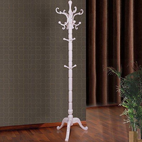 LXLA- Solid Wood Coat Rack Interior Floor Bedroom Hanger Modern Assembly Hallway Home Clothes Rack (Color : Ivory)