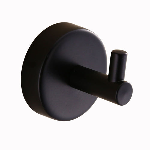 QiuQiu 304 Stainless Steel Kitchen Wall Mounted Towel Hooks Coat Matte Black Finished Robe Cloth Hanger Hooks, Round Base