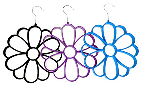 Home Style (3 Pack) Flower Scarf Organizer Velvet Scarf Hanger