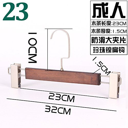 Kexinfan Hanger Solid Wood Clothing Store Hanger Hanger Children Wooden Household Storage Artifact Wood Clothing Support Female Non-Slip, 10, 23 Adult Matt Pants Clip Silver Flat Hook