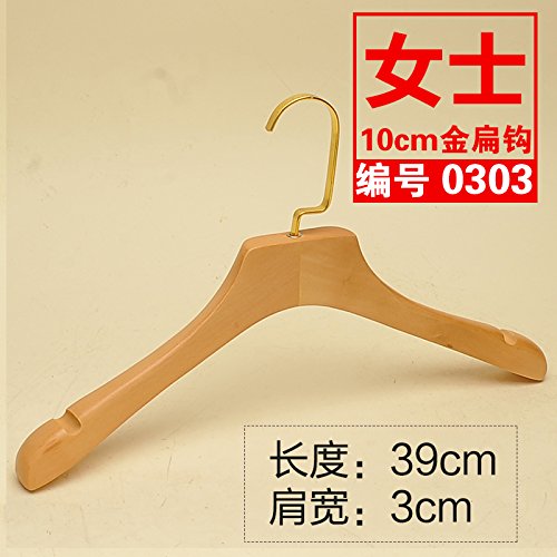 Kexinfan Hanger Logs Character Solid Wood Clothes Rack Clothing Store Men Women Adult Wooden Clothes Hanging Pants Clip High Grade Wood Clothing Support, 10, 10 Gold Hook -0303 Female Wood Thickening