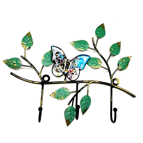 JMM Decorative Metal Key Rack Wall-Mounted Key Holder/Hook Hanging Storage for Entrance Door,With 3 Heavy Duty Hooks (Black-1)