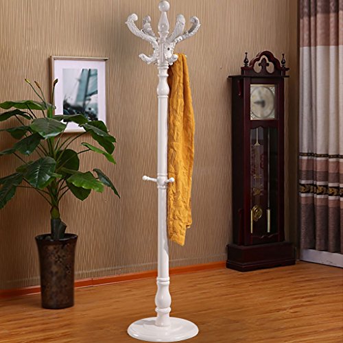 LXLA- Solid Wood Coat Rack Interior Floor Bedroom Hanger Modern Assembly Hallway Home Clothes Rack (Color : Ivory)
