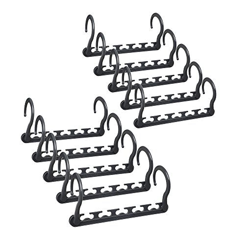 SONGMICS Magic Hangers 10 Pack, Heavy Duty Closet Organizer Space Saving Clothing Hangers Hold up to 33 lb 10 Clothes per Hanger, Plastic Gray UCRP23G-10