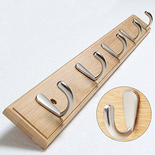 Home Coat Hook Hat Rack Wall Mount Towel Leash Backpack Hanging Hooks Hook Entryway Organization Wall Mount Storage Rack,Natural,5Hook