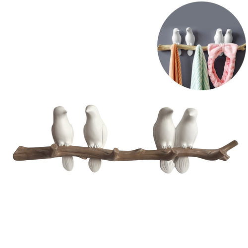 Evibooin Decor Wall Mounted Coat Rack | Birds On Tree Branch Hanger | for Coats, Hats, Keys, Towels, Clothes Storage Hanger (4 Hooks)
