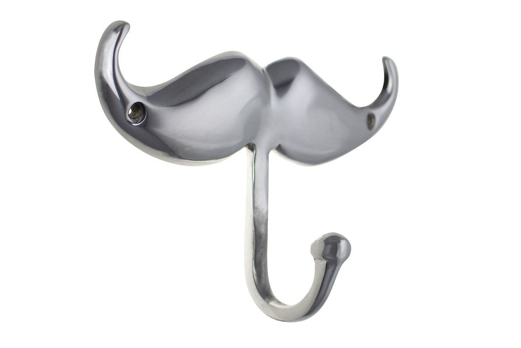 Contemporary Mustache Wall Coat Hangers by Comfify | Hand-Cast Aluminum Coat and Hat Hook, Tie Rack, Clothes Rail, and More | Polished Finish, Includes Screws + Anchors (Mustache 4 Hooks AL-1507-19)