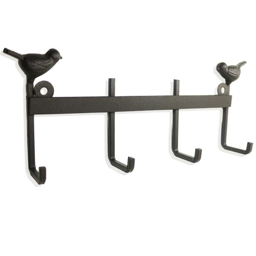 Vintage Rustic Cast Iron Bird Wall Coat Hook Coat Rack, 4 hooks, Decorative Wall Mounted Antique Shabby Chic Metal Coat Hooks Hanger, Key Hook Key Rack, Bath Room Towel Wall Hook Hanger