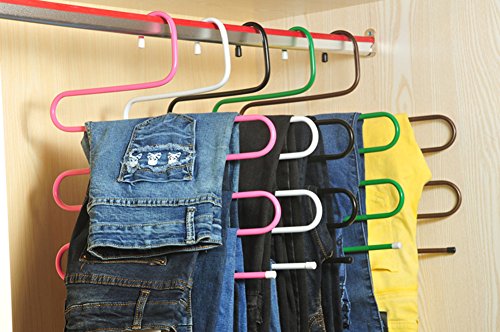 Homieco trade; S-shaped Stainless Steel Pant Holder Tie Rack for Clothes Hanger Organizer Travel Closet Sliding Pants Hanging Space Saver