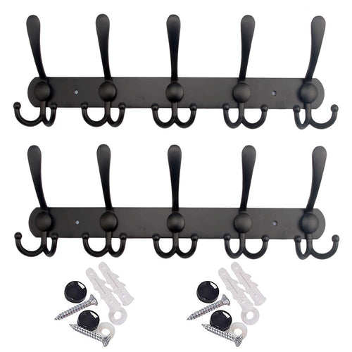 Wall Mount Coat Hook, Chrome Finish Coat Robe Hat Clothes Wall Mount Hook Hanger Towel Rack (15 hooks)