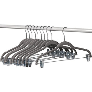 MEKBOK 10 Pack Clothes Hangers with Clips Gray Velvet Hangers use for Skirt Hangers Clothes Hanger Pants Hangers Ultra Thin No Slip