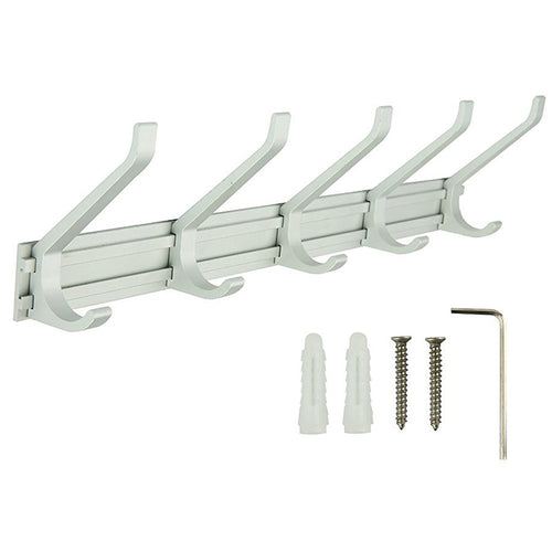 Newdora Sliding Wall Mount Key Rack Hook Rail Hanger Chrome Plated Steel Entryway Door Coat Robe Clothes Towel Hooks 5 Row 10 Hooks - Lifetime Replace