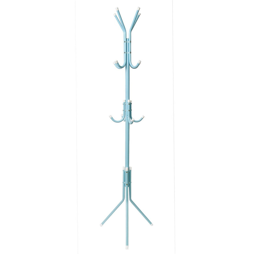 uxcell Home Decor Metal Coat Rack Standing Coat Tree 12 Hooks Hanger for Handbags Hat Umbrella Clothes(Blue)