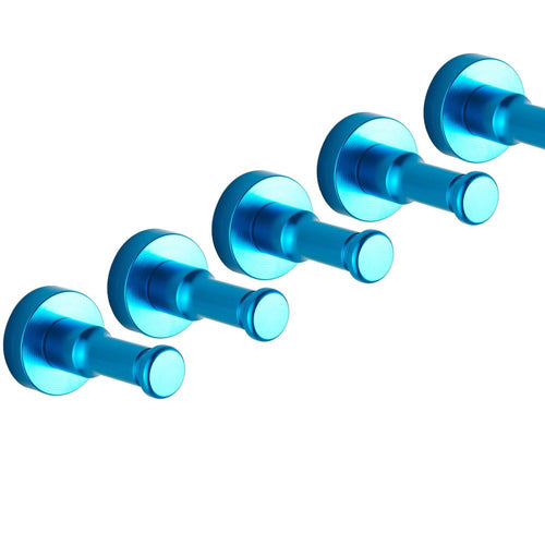 Generic Single Hook Hat Coat Robe Door Wall Hook Hanger Space Aluminum (Pack of 5) (Light blue)