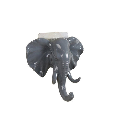 TIFENNY Elephant Head Self Adhesive Wall Door Bathroom Hook Hanger Bag Keys Sticky Holder (Gray)